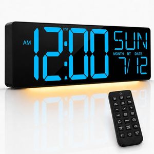 Changing <b>LED</b> <b>Wall</b> <b>Clock</b> Large Display Temperature Humidity Timer Remote Dual Alarm Home Decor - Product Image 5