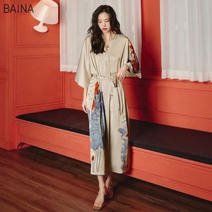 Pijama <span class=keywords><strong>de</strong></span> satén <span class=keywords><strong>de</strong></span> verano para mujer, camisón <span class=keywords><strong>de</strong></span> manga tres cuartos <span class=keywords><strong>de</strong></span> talla grande - Product Image 3