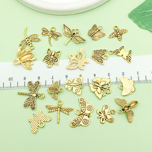 Pendentif en alliage d'or antique, motifs papillon, libellule, abeille, accessoire de bijouterie DIY, apprêts artistiques rétro pour projets créatifs - Product Image 3
