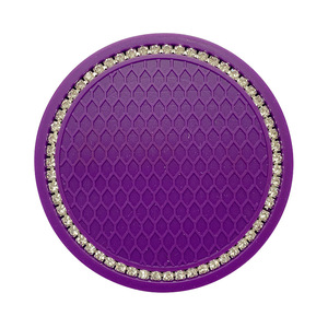 Posavasos personalizados para coche con incrustaciones de diamantes de imitación para comercio electrónico transfronterizo, portabotellas para coche, creativos posavasos redondos de goma suave para coche - Product Image 4