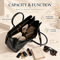 Nouvel Arrivage 2026 – Sac Fourre-tout Classique Noir à Poignée Supérieure pour Femme, en Cuir Fendu, Petit Sac à Bandoulière, Style Luxe, Sacs à Main Élégants pour Dames