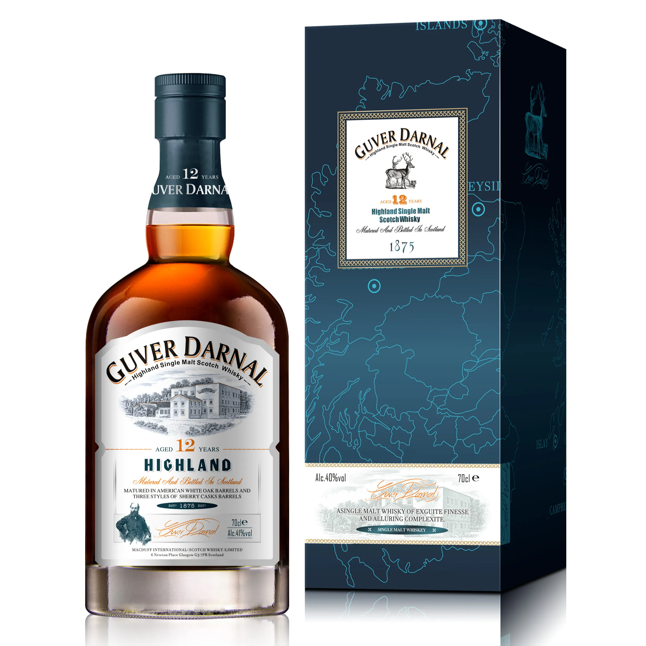 Guver Darnal whisky 12 Year Old Blended Malt Scotch Whiskey, 41% 700ml