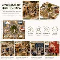 Parque Infantil Modular Panorámico para Niños, Zona de Juegos con Temática de Mercado, Cafetería y Carretera, Cumple con la Normativa ASTM, Ideal para Centros Comerciales
