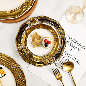 Assiette <span class=keywords><strong>de</strong></span> présentation en céramique haut <span class=keywords><strong>de</strong></span> gamme à bord doré, style européen, pour banquets, cafés, hôtels, vaisselle <span class=keywords><strong>de</strong></span> <span class=keywords><strong>luxe</strong></span> pour la mise en table - Product Image 2