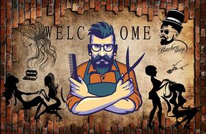 Vinilo Decorativo <span class=keywords><strong>de</strong></span> Pared Impermeable con Diseño Geométrico Moderno para Barbería, Decoración Profesional para Peluquerías, Instalación sin Adhesivos - Product Image 4