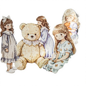 สติกเกอร์ 30 ชิ้นต่อแพ็ค คอลเลกชันสาวน้อยในเทพนิยายยามราตรี ตัวการ์ตูนสไตล์เรโทร ของตกแต่งวันหยุด แบบติดเอง วัสดุ PET - Product Image 3