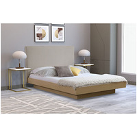 Marco de cama con plataforma de madera moderna CECILION, estilo urbano contemporáneo, tela de Metal inflable plegable King Queen para la vida urbana
