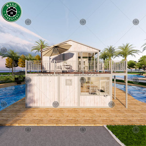 Casa Prefabricada Modular de Acero Ligero con Escalera Exterior y Terraza, Acabado en Madera Blanca para Alojamiento Vacacional - Product Image 2