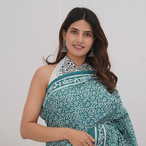 Haute qualité coton Malmal imprimé à la main Saree vêtements de fête d'été pour les femmes vêtements indiens et pakistanais - Product Image 1