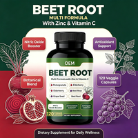 Complément Alimentaire OEM Multi-Formule de Racine de Betterave avec Zinc, Vitamine C, Grenade, Baies de sureau et Pépins de raisin – 120 Capsules Végétales