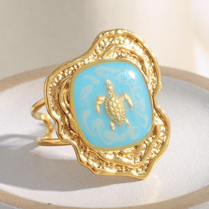 Maßgefertigte Neue <span class=keywords><strong>Design</strong></span> Bestseller Feine Ost-West Vintage Plastik-Schildkröten Verlobungs- und Hochzeitsringe aus Edelstahl für Damen - Product Image 1