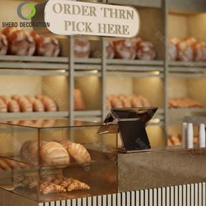 Comptoir de présentation pour boulangerie, design personnalisé, vitrine de luxe avec porte en verre, meuble de boulangerie durable - Product Image 5