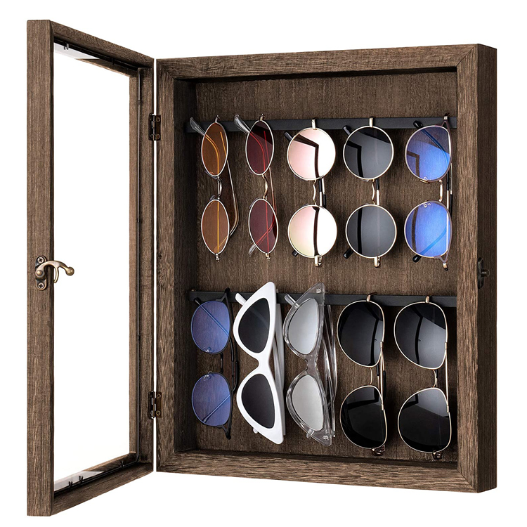 Настенный деревянный пыленепроницаемый подвесной органайзер для хранения солнцезащитных очков держатель для очков футляр для очков