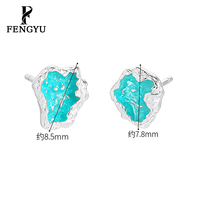 Boucles d'oreilles clous ovales en émail fin moulé, asymétriques, en argent sterling 925, minimalistes, pour femmes, bijoux océaniques personnalisés, vente en gros