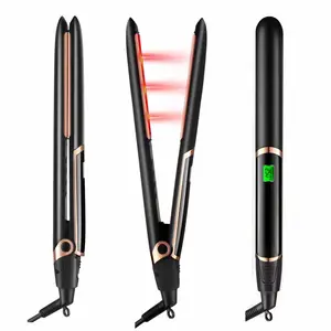 Salon Ceramic Tourmaline Infrared Hair Straightener, Max Mini Gold Hair Straightener Professional Flat Iron