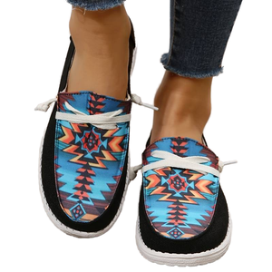 Zapatos de Lona Geométricos Lisos para Mujer, Negros, Ligeros, Antideslizantes, de Caña Baja, Casuales, Cómodos para Caminar, Otoño Verano - Product Image 1