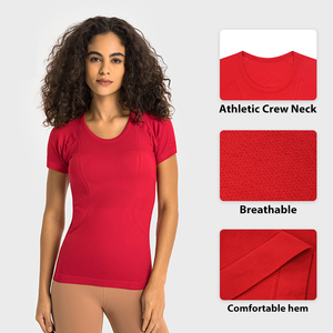 Camisetas de manga corta para mujer, prenda de vestir, con cuello redondo, estilo europeo y americano, para correr y hacer Yoga - Product Image 3