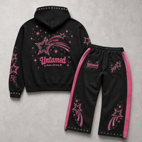 Conjunto de Sudadera con Cremallera y Pedrería para Hombre, Chándal Gráfico Estilo Urbano, Pantalones de Chándal, Venta al por Mayor Personalizada, Chándal de 2 Piezas, OEM, Marca Privada