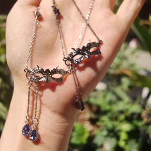 Creative Personality Evening Party Mask Charm Clavicle <b>Chain</b> Necklace Water Drop Diamond Holiday Gift Pendant Cosplay Necklace - Product Image 2