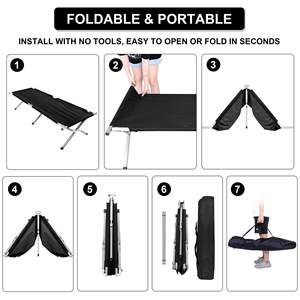 Wholesale Custom 600D Oxford Outdoor Heavy Duty <b>Folding</b> <b>Camping</b> <b>Beds</b> Hiking Traveling Portable Sleeping <b>Beds</b> Cot for Adults DS-2 - Product Image 2