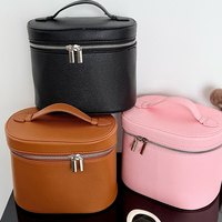 Sac de voyage de luxe en PU pour maquillage, grande capacité, étanche, trousse à cosmétiques portable, sac de rangement pour articles de toilette avec fermeture éclair et poignée souple