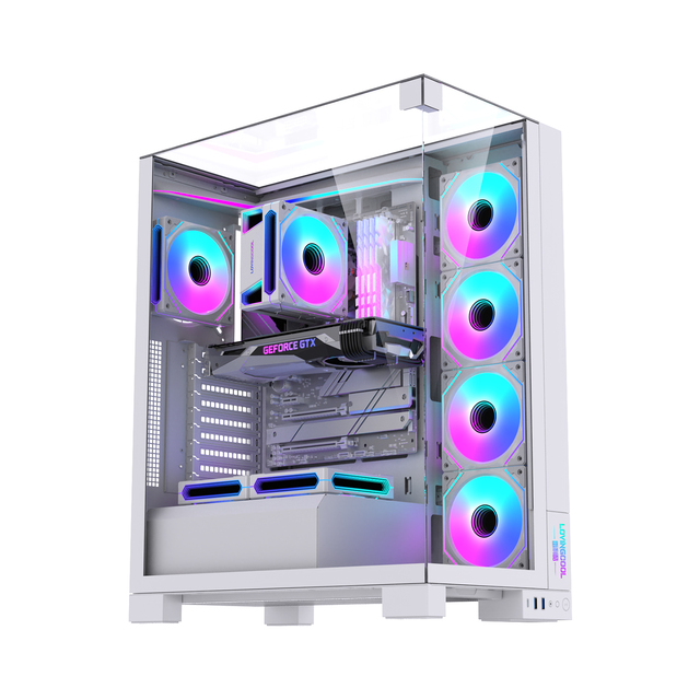 Lovingcool OEM Gaming Computer Case Customize Factory Price 3 Sides Tempered Glass Fish Tank Gamer PC Case ATX PC Chassis