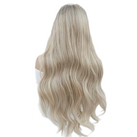 Perruque Lace Front Cosplay pour Femme, Fibre Synthétique Européenne et Américaine, Raie au Milieu, Balayage, Adaptée aux Femmes Blanches, Style Ruili