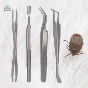 Stainless Steel Tick Remover Tweezer Set Double Headed Tick Clip