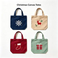 Sacs fourre-tout mini en toile/coton en gros avec motifs personnalisables, couleurs assorties - Idéal pour les fêtes de Noël et les cadeaux