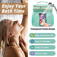 Grande trousse de toilette suspendue Caddy de douche portable résistant à l'eau pour femme avec poche pour téléphone