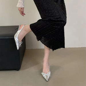 2026 Women's Pointy Single-shoe Pumps High Heel Stiletto <b>Sandals</b> with French Skirt Temperament for Summer - Product Image 2