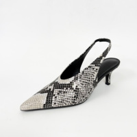 Ansu 2025 Nouvelle Collection Automne – Mules Femme Coréennes en Cuir Véritable Imprimé Serpent, Bout Pointu, Talon Chaton, à Boucle