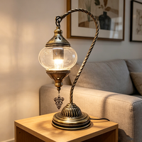 Lampe de table en mosaïque turque, lampe de bureau marocaine en verre teinté faite à la main, lampe de nuit LED vintage bohème
