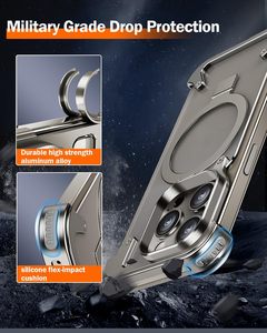 Casing ponsel rakitan 360 derajat, bingkai logam kulit pivot pengisian daya magnetik tahan guncangan