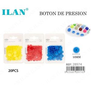 Bottoni a Pressione Ilan 10mm Multicolore in Plastica, 20 Pezzi per Abbigliamento e Artigianato - Product Image 1