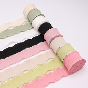 Cinta de Gasa con Volantes de 4 cm, Cinta de Lino con Borde Ondulado para Ramos del Día de la Madre y Decoración de Pasteles - Product Image 1