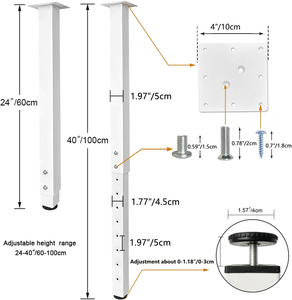 Gambe per Tavolo Regolabili Quadrate Nere 60-100cm, per Casa e Ufficio, Gambe Personalizzabili Fai-da-Te, Gambe per Mobili Pesanti Regolabili - Product Image 2