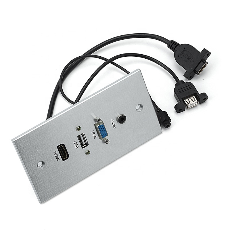 Индивидуальная Лицевая панель из алюминиевого сплава vga 3,5 мм аудио HD USB настенное гнездо Лицевая панель