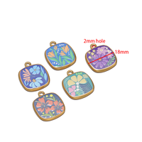 Pendentifs mignons en acier inoxydable émaillé, breloques rondes, carrées et en forme de fleur de 18 mm pour la fabrication de bijoux, boucles d'oreilles et colliers DIY