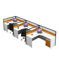 Mobilier de bureau personnalisé de haute qualité Bureau combiné en forme de L modulaire 1 3 4 5 personnes Poste de travail