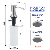 Distributeur de liquide vaisselle professionnel pour cuisine avec pompe et kit de tube d'extension, finition mate
