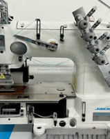 Machine à coudre industrielle Jack JK8009VCDII-0464P à 4 aiguilles pour la pose de ceintures de jeans, de bandes élastiques et de rubans