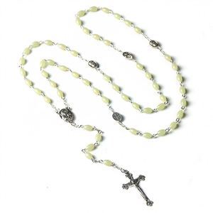 Mecrt Catholic Crucifix Luminous <b>Cross</b> Rosary Necklace Holy Soil Jerusalem Curved Needle Box Packaging for Gift Giving Jewelry - Product Image 5