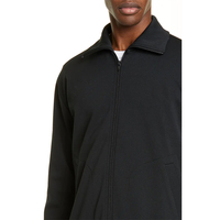 Veste de course à col montant pour homme, 97% coton, 3% Spandex, impression sur soie personnalisée, tricot, fermeture éclair, Sport, survêtement noir