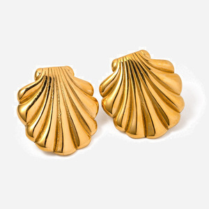 Shell <b>Stud</b> <b>Earrings</b> 18k Gold Plated Zinc Alloy Fashion Party Jewelry - Product Image 1