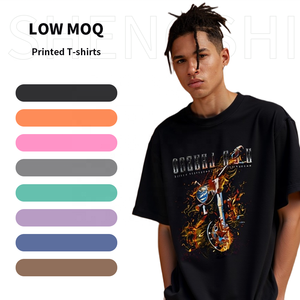 Shengshi เสื้อยืดผู้ชายลายล้างกรด320G แบบย้อนยุคใส่สบายคอกลมใส่สบายมีโลโก้ออกแบบได้ตามต้องการเสื้อยืดจำนวนมากสำหรับทุกเพศ - Product Image 1