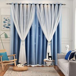 Derniers modèles de rideaux, 5 couleurs, double couche, découpes en forme d'étoiles, décoration de salon, rideaux occultants pour chambre de filles - Product Image 3