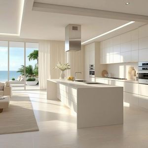 Gabinete de cocina de muebles de tablero de MDF de madera contrachapada de estilo de laca blanca minimalista moderno de calidad superior de China - Product Image 4