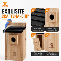 Nichoir à oiseaux en bois personnalisé avec logo, pour l'extérieur, suspendu, avec ventilation supérieure et fond en maille amovible