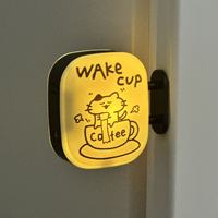 Aimant de réfrigérateur LED lumineux, impression numérique de dessins animés, veilleuse portable, ABS étanche et durable, pour café